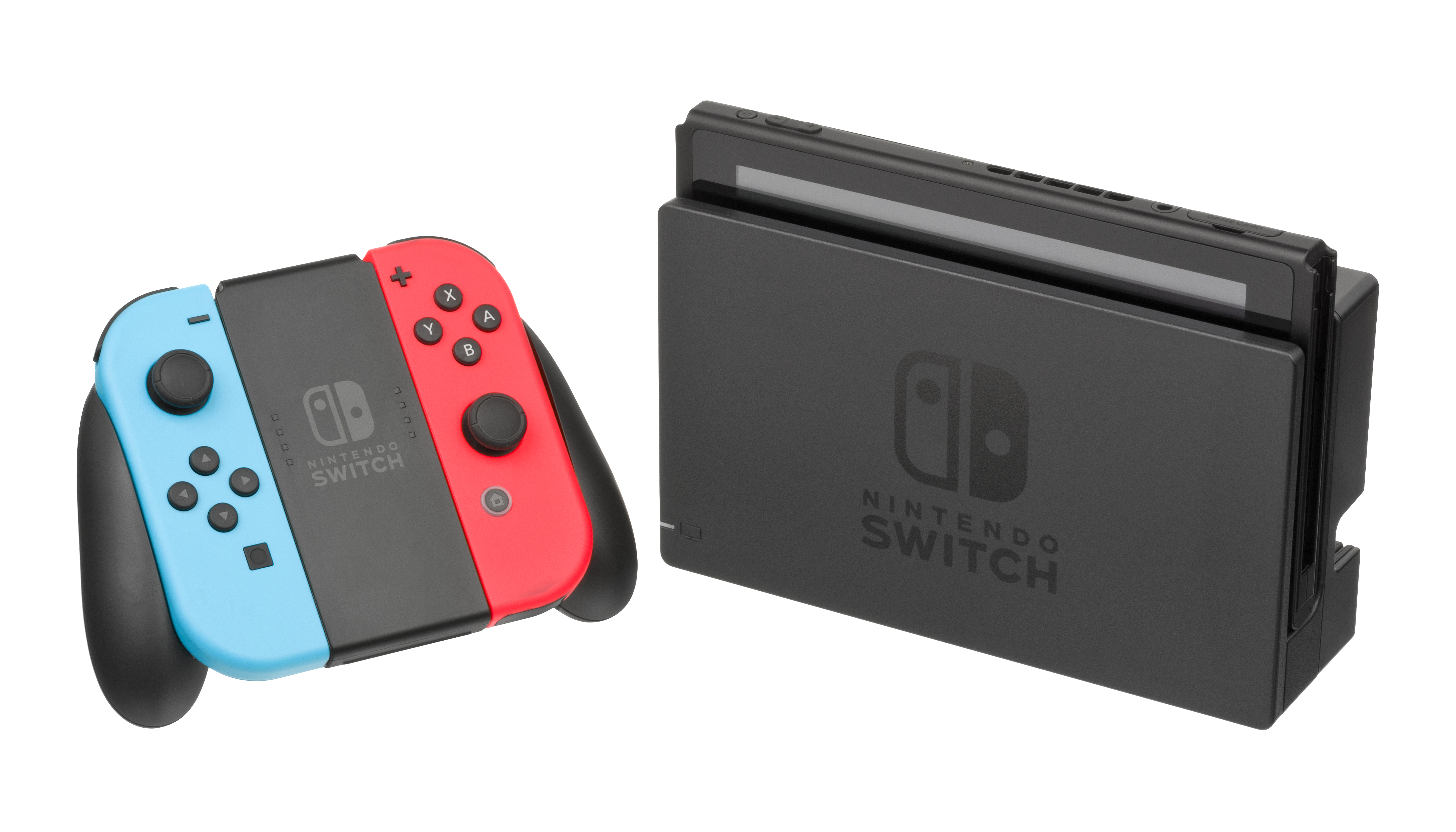 Nintendo Switch console with Joy-Con controllers and dock
